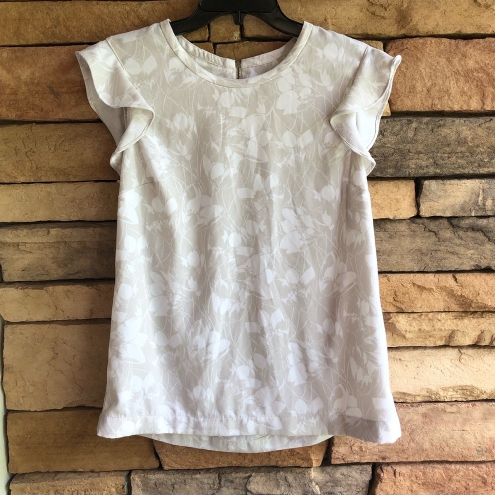 J. Crew Cream Flutter Sleeve Blouse